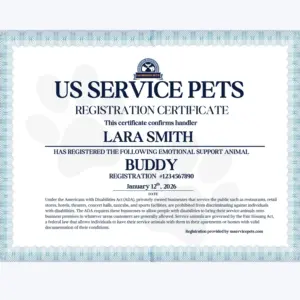 Extra ESA Registration Certificate